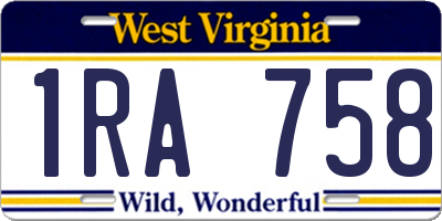 WV license plate 1RA758