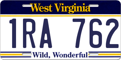 WV license plate 1RA762
