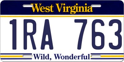 WV license plate 1RA763