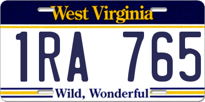 WV license plate 1RA765