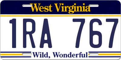 WV license plate 1RA767