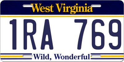 WV license plate 1RA769