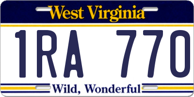 WV license plate 1RA770