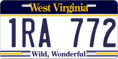 WV license plate 1RA772