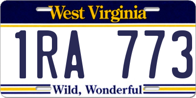 WV license plate 1RA773