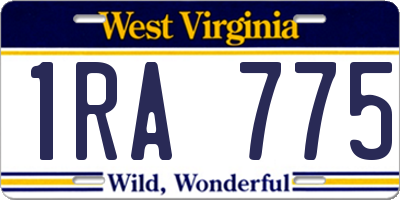 WV license plate 1RA775
