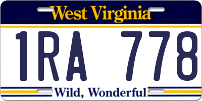 WV license plate 1RA778