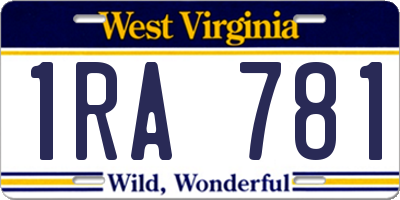 WV license plate 1RA781