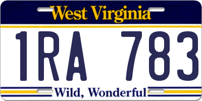 WV license plate 1RA783