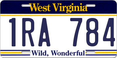 WV license plate 1RA784