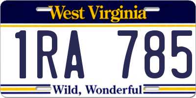 WV license plate 1RA785
