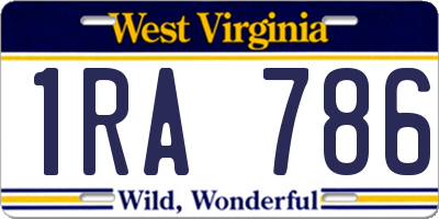 WV license plate 1RA786