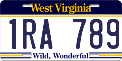 WV license plate 1RA789