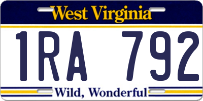 WV license plate 1RA792
