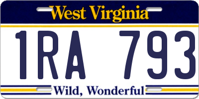 WV license plate 1RA793