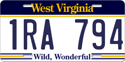 WV license plate 1RA794