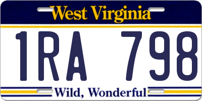 WV license plate 1RA798
