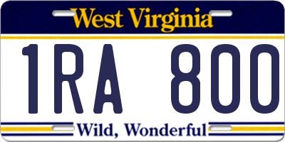WV license plate 1RA800