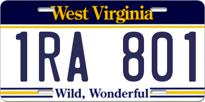 WV license plate 1RA801
