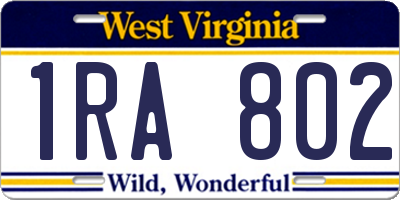 WV license plate 1RA802