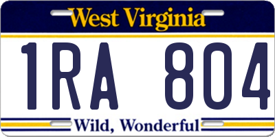 WV license plate 1RA804