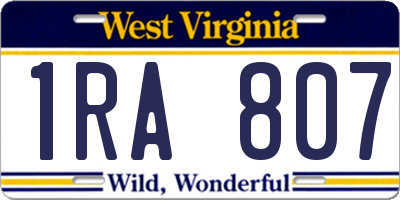 WV license plate 1RA807
