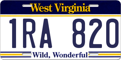WV license plate 1RA820