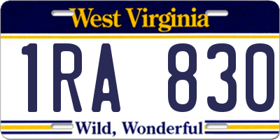WV license plate 1RA830