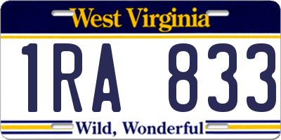 WV license plate 1RA833