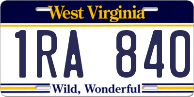 WV license plate 1RA840