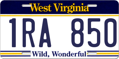 WV license plate 1RA850