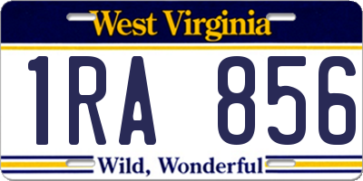 WV license plate 1RA856