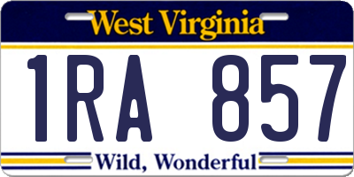 WV license plate 1RA857