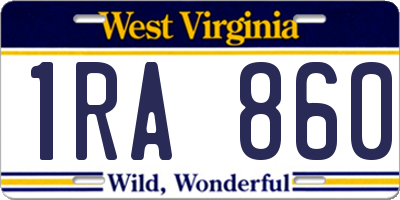 WV license plate 1RA860