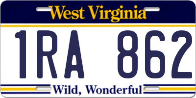 WV license plate 1RA862