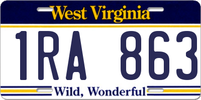 WV license plate 1RA863
