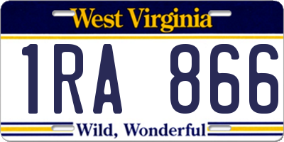 WV license plate 1RA866