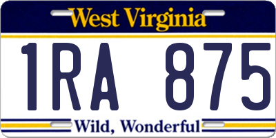 WV license plate 1RA875
