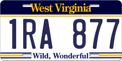 WV license plate 1RA877