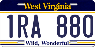 WV license plate 1RA880