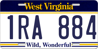 WV license plate 1RA884
