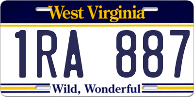 WV license plate 1RA887