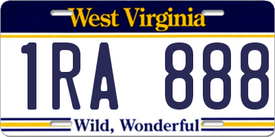WV license plate 1RA888
