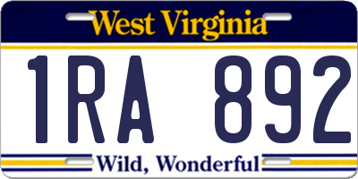 WV license plate 1RA892