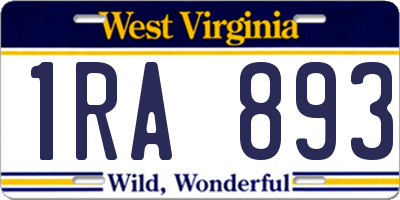 WV license plate 1RA893