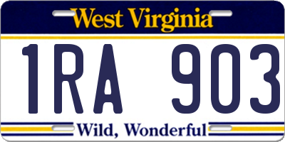 WV license plate 1RA903