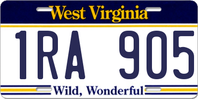 WV license plate 1RA905