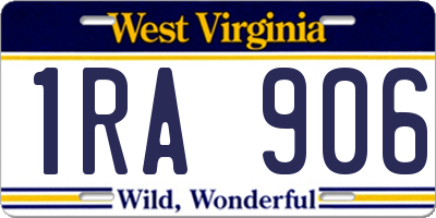 WV license plate 1RA906