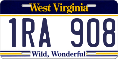 WV license plate 1RA908