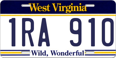 WV license plate 1RA910